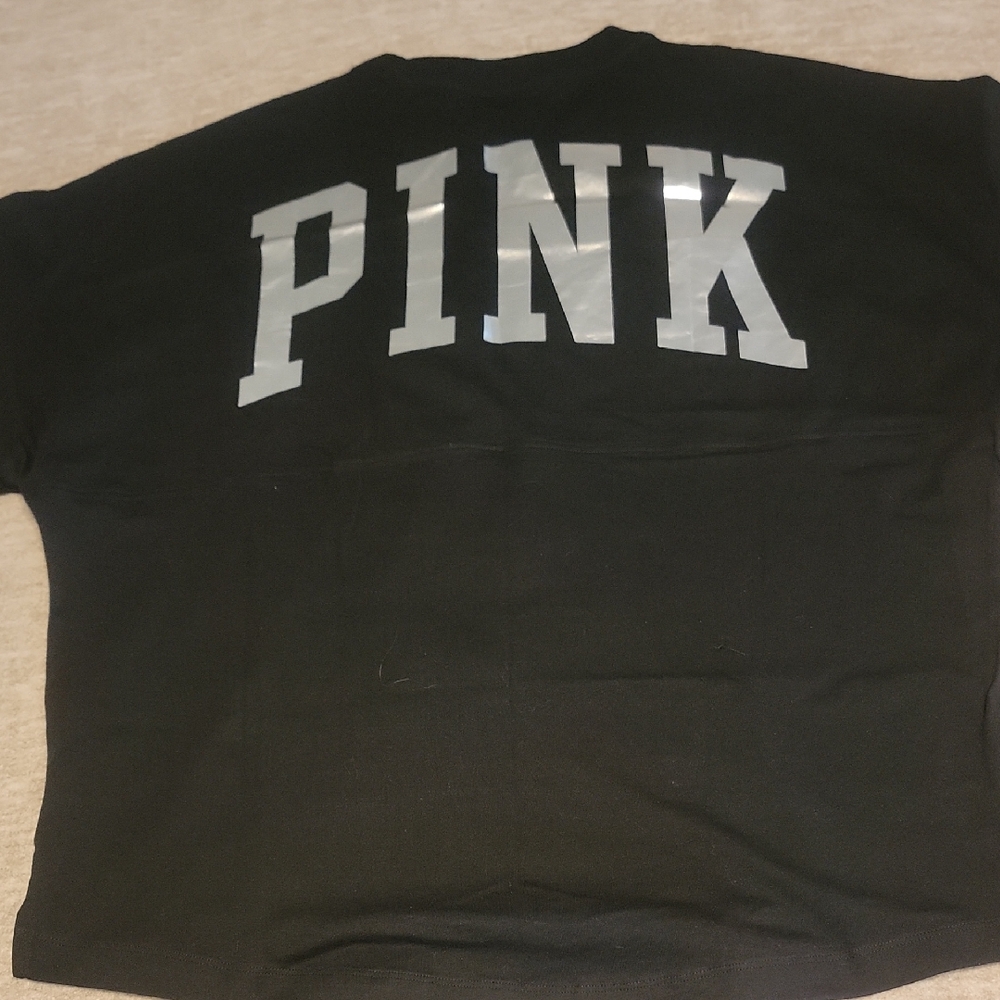 PINK Victoria's Secret Black Crewneck with White Logo